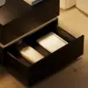 Lumio Black 2-Drawer LED Besidetable with Charging Station, Set of 2