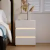 Lumio White 3-Drawer LED Besidetable with Charging Station, Set of 2