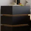 Lumio Black 3-Drawer LED Besidetable with Charging Station, Set of 2