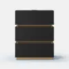 Lumio Black 3-Drawer LED Besidetable with Charging Station, Set of 2