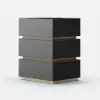 Lumio Black 3-Drawer LED Besidetable with Charging Station, Set of 2