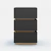 Lumio Black 3-Drawer LED Besidetable with Charging Station, Set of 2