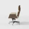 Modern Wash White L Shaped Desk & Off White Home Office Chair Set Upholstered Swivel