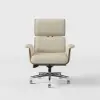 Modern Natural & White L Shaped Desk & with Off White Home Office Chair Set Upholstered