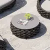 Tatta Modern Top Round Outdoor Coffee Table with Woven Rope Base & Storage in Black