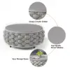 Modern Top Round Outdoor Coffee Table with Storage & Textilene Rope Woven Base in Gray
