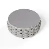 Modern Top Round Outdoor Coffee Table with Storage & Textilene Rope Woven Base in Gray