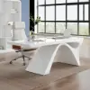 1400mm Modern White Computer Desk & Leather Office Desk Chair Set High Back Adjustable