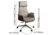 Set Modern Black L-Shape Standing Desk & Leather Office Desk Chair Set Khaki (1815mm)