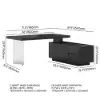 1815mm Modern Black Standing L-Shape Executive Desk with lifter Desktop Right Hand