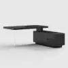 1815mm Modern Black Standing L-Shape Executive Desk with lifter Desktop Right Hand