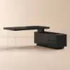 1815mm Modern Black Standing L-Shape Executive Desk with lifter Desktop Right Hand