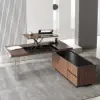 1815mm Modern Walnut Standing L-Shape Executive Desk with lifter Desktop Right Hand