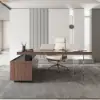 1815mm Modern Walnut Standing L-Shape Executive Desk with lifter Desktop Right Hand