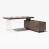 1815mm Modern Walnut Standing L-Shape Executive Desk with lifter Desktop Right Hand