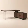1815mm Modern Walnut Standing L-Shape Executive Desk with lifter Desktop Right Hand