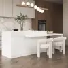 2050mm-2680mm Extendable Kitchen lsland & 2 White Boucle Dining Room Chair Set
