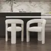 2050mm-2680mm Extendable Black Kitchen lsland & 2 White Boucle Dining Room Chairs Set