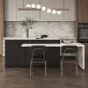 2050mm-2680mm Extendable Black Kitchen lsland & 2 Black Dining Chairs Set Faux Leather