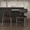 2050mm-2680mm Extendable Black Kitchen lsland & 2 Black Dining Chairs Set Faux Leather