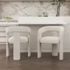 2050mm-2680mm Extendable Kitchen Islands & 2 White Boucle Dining Room Chairs Set