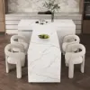 2050mm-2680mm Extendable Kitchen Islands & 2 White Boucle Dining Room Chairs Set