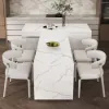 2050mm-2680mm Extendable Kitchen Islands & 2 White Boucle Dining Room Chairs Set