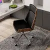 Picture of Ultic Gray Reversible L-Shaped Desk & Faux Leather Office Chair Set with Wheels