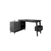 Picture of Ultic Gray Reversible L-Shaped Desk & Faux Leather Office Chair Set with Wheels