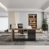 60" Modern Wooden Desk Walnut Home Office Desk & Home Office Chair Set Adjustable Height