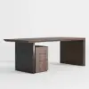 60" Modern Wooden Desk Walnut Home Office Desk & Home Office Chair Set Adjustable Height