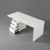 1520mm Modern MDF & Marble Veneer Desk & Off White Home Office Chair Set High Back