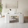 Modern White Standing Computer Desk & Upholstered Swivel Task Chair Set (1500mm ) – Home Office