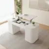 Modern White Standing Computer Desk & Upholstered Swivel Task Chair Set (1500mm ) – Home Office