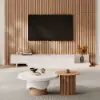 Fero Extendable TV Stand with 3 Drawers(200 - 360 cm) – Minimalist Retracted White