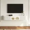 1800mm White Sintered Stone Floating Wall-Mounted TV Stand