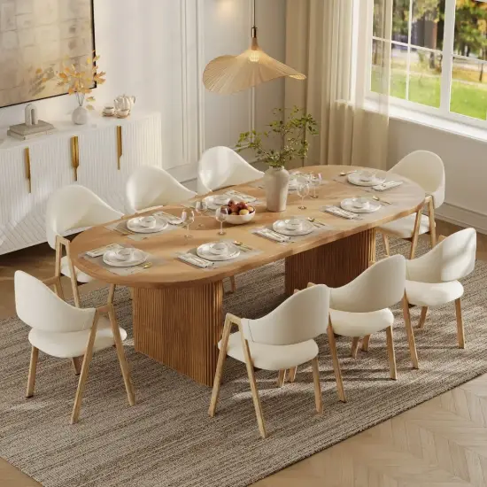 Fluve 200 - 240 cm Extendable Oval Natural Dining Table, Seats 6-8