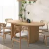 Fluve 160 - 200 cm Extendable Oval Natural Dining Table Butterfly Leaf, Seats 4-6