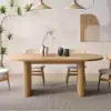 Fluve 160 - 200 cm Extendable Oval Natural Dining Table Butterfly Leaf, Seats 4-6