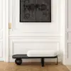 1000mm White & Gold Curved Console Table & Wooden Entryway Bench Set with Metal Legs