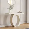 1000mm White & Gold Curved Console Table & Wooden Entryway Bench Set with Metal Legs
