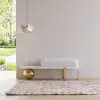1000mm White & Gold Curved Console Table & Wooden Entryway Bench with Metal Legs