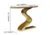 1000mm White & Gold Curved Console Table & Wooden Entryway Bench with Metal Legs