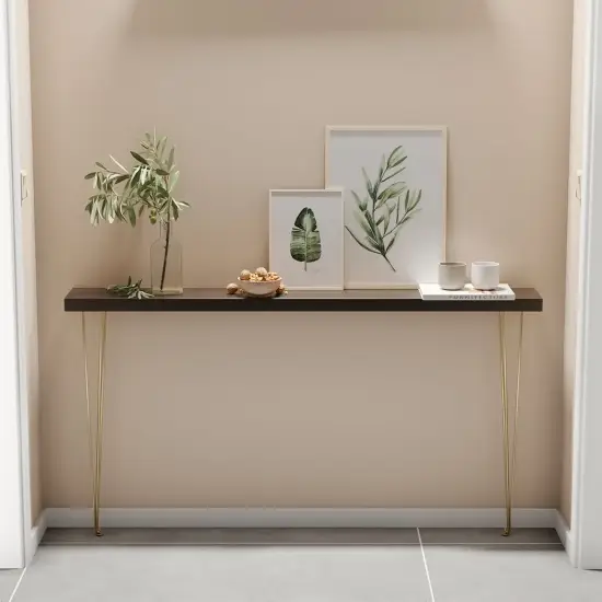 1000mm Rustic Walnut Narrow Rectangular Console Table & Wooden Shoe Storage Bench Set