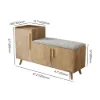 1000mm Rustic Walnut Narrow Rectangular Console Table & Wooden Shoe Storage Bench Set