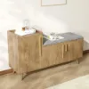 1000mm Rustic Walnut Narrow Rectangular Console Table & Wooden Shoe Storage Bench Set