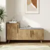 1000mm Rustic Walnut Narrow Rectangular Console Table & Wooden Shoe Storage Bench Set