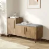 1000mm Rustic Walnut Narrow Rectangular Console Table & Wooden Shoe Storage Bench Set