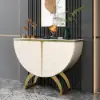 Modern Gold Console Table & White Line Tufted Bench Set Velvet Upholstered
