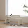 Modern Gold Console Table & White Line Tufted Bench Set Velvet Upholstered
